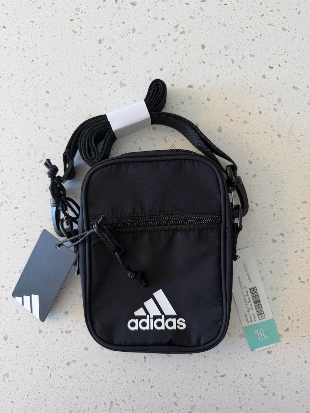 adidas Black Crossbody Mini Bag with White Logo